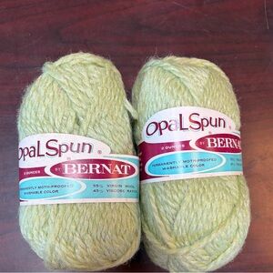 Bernat OpalSpun Yarn in pale Olive set of 2 skeins 2oz ea NEW